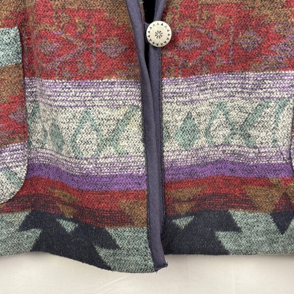 VTG Aztec Southwestern Women's Blanket Jacket Sz 2X Julia Klein Cotton Lined - Picture 3 of 13